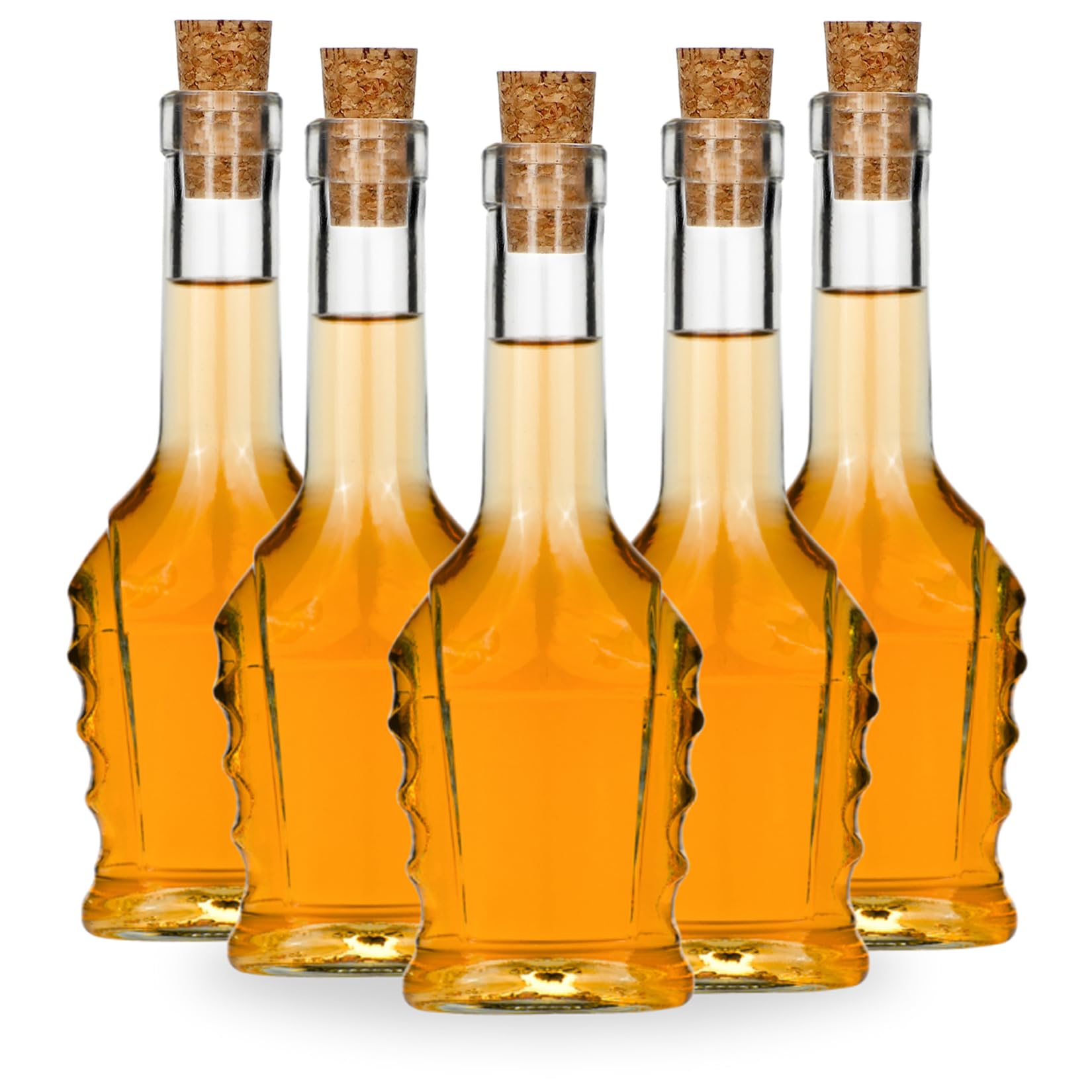 20 Piccole Bottiglie di Vetro Bucaresdt Con Tappo di Sughero SPI 250 ml per Succo, Sciroppo, Liquore da 0,25 Litri