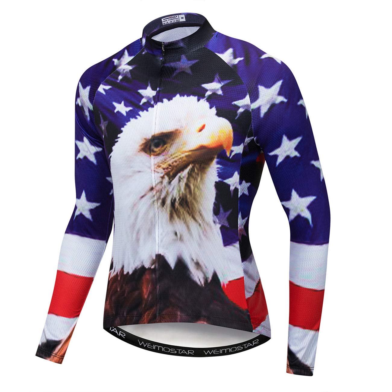 Manica Lunga Ciclismo Jersey Uomini, Autunno Traspirante Equitazione MTB Maglie Anti-UV Ciclismo Abbigliamento Quick Dry - blu - XL petto 102/108 cm