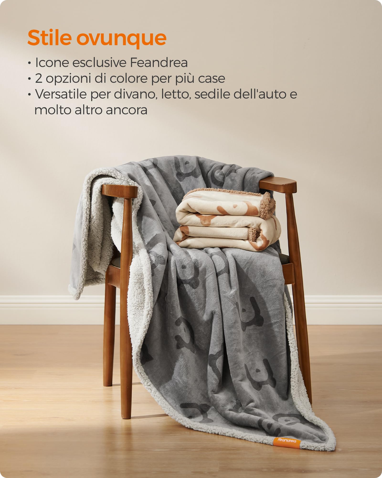 Feandrea Coperta Impermeabile per Cani, Coperta Animali Domestici in Sherpa per Cani di Extra Grande Taglia, Gatti, 229 x 203 cm, XXXL, Coprisedile Reversibile Lavabile in Lavatrice, Grigio PPB090G01