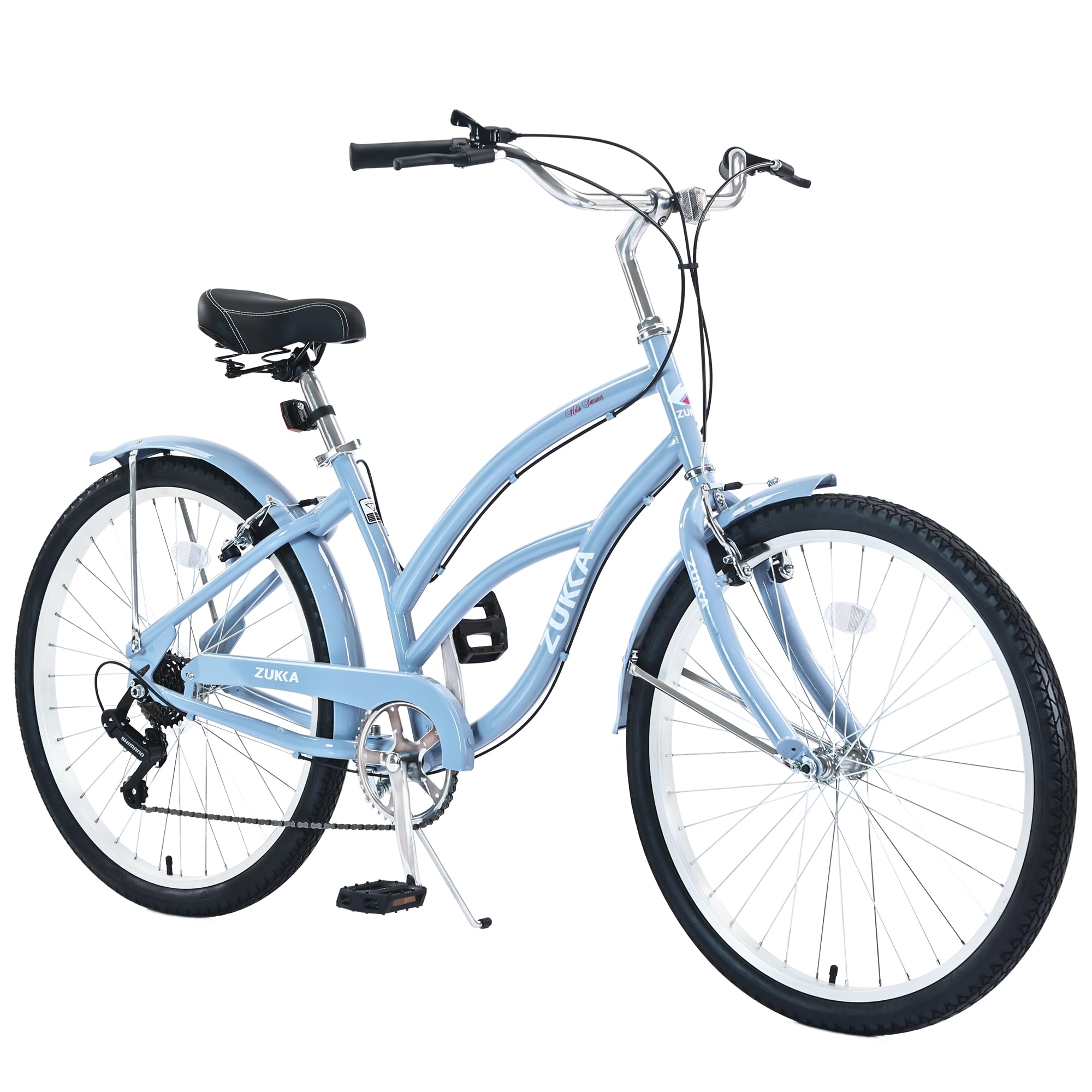L-TWOO Beach Cruiser Bike 26inch Wheel Bike 7 Speed Driven System V-Brake Comfortable Commuter Bike for Women Men Senior