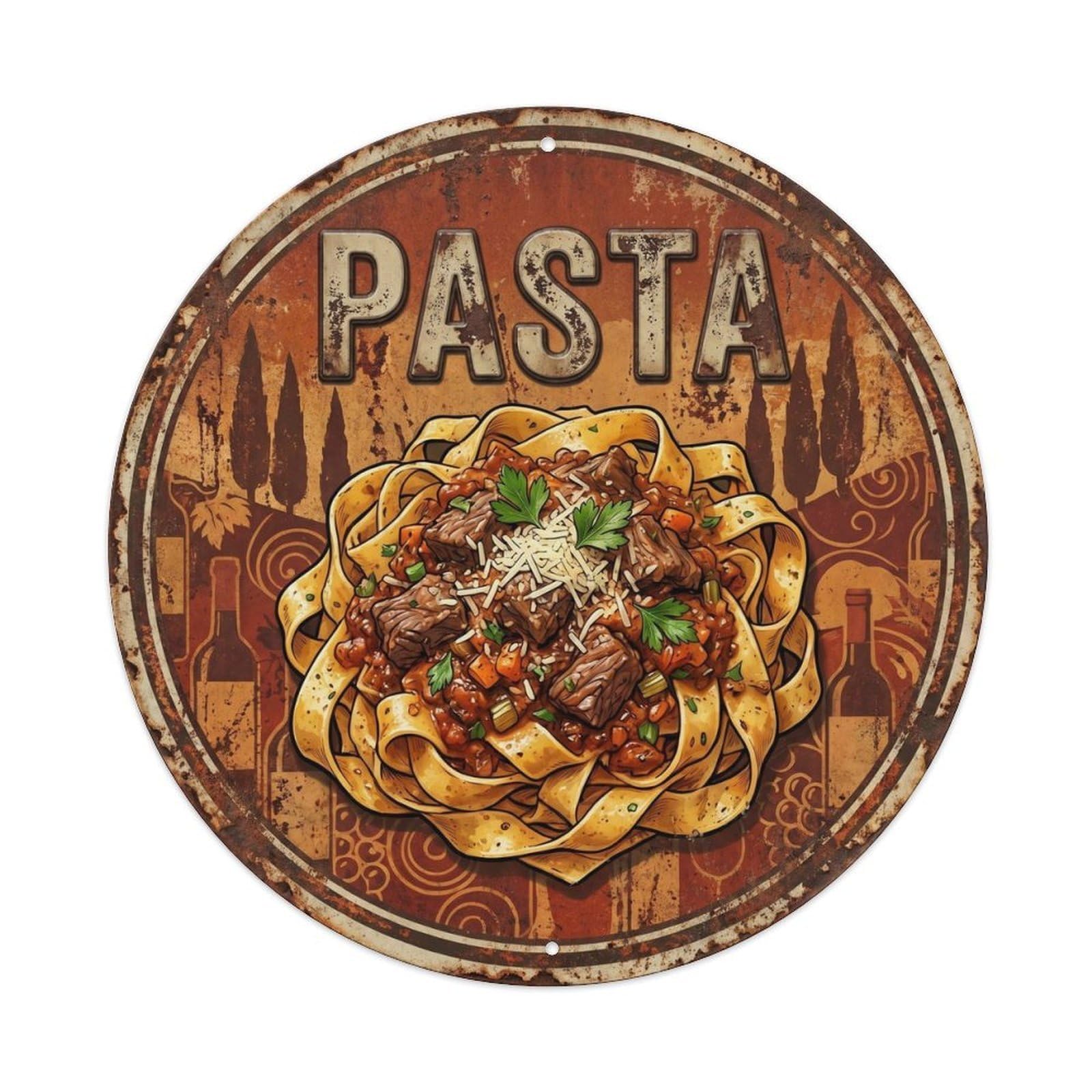 Mediterranean Cuisine Pasta European Food Heritage Metal Tin Sign