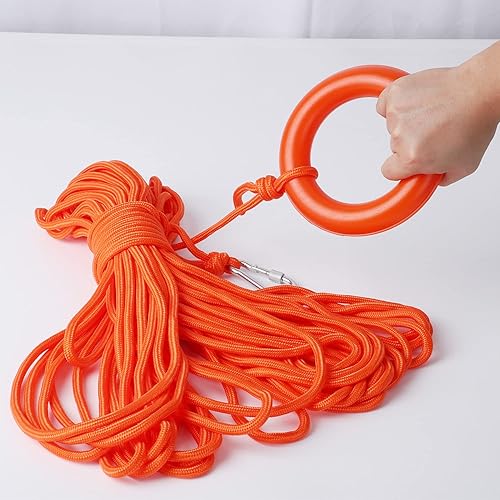 Miniatura 2 de Cuerda flotante de agua de 98.4 pies, cuerda de lanzamiento profesional al aire libre, salvavidas con pulsera/anillo de mano para natación, barco,