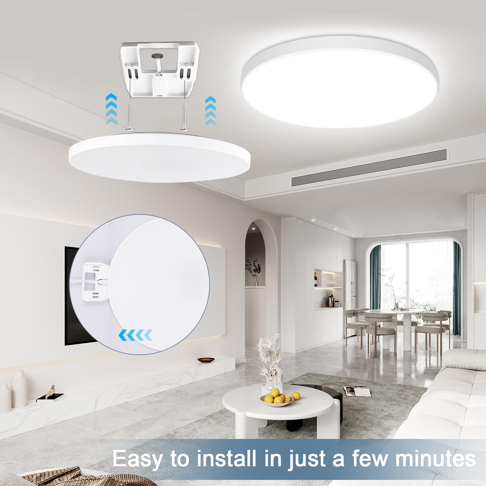 Led Deckenlampe Dimmbar mit Fernbedienung, [2 Stücke] 24W 16 Millionen RGB Farbwechsel Smart led Deckenleuchte Steuerbar via App, 2400LM Deckenbeleuchtung Ø30CM Lampe für Wohnzimmer Schlafzimmer, Weiß