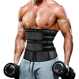 MOLUTAN Waist Trainer Trimmer for Men Tummy Control Shapewear Neoprene Sweat Belt Slimming Body Shaper Black