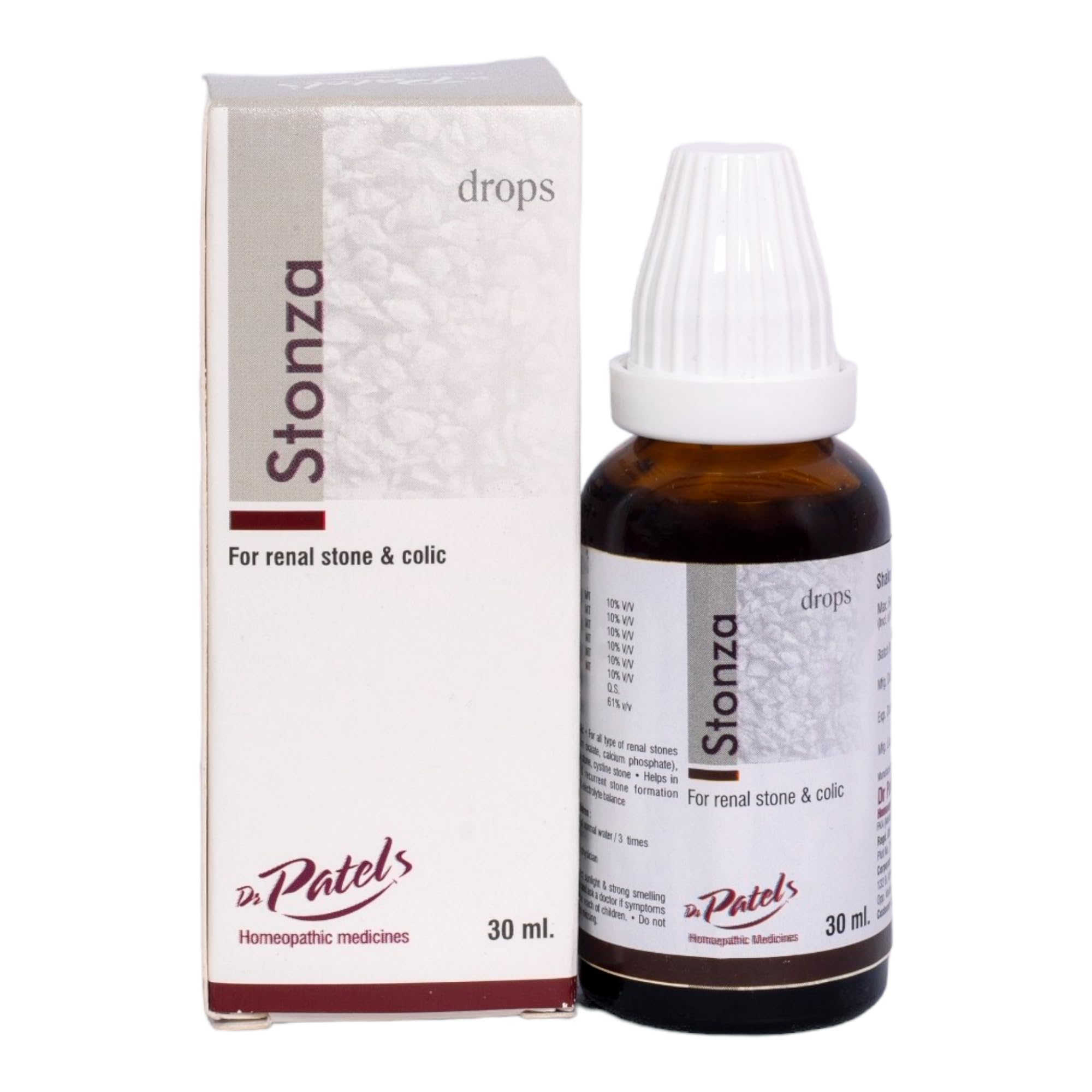 DR PATELS HOMEOPATHIC MEDICINES Dr Patel's Pack Of 1 Homeopathic Stonza Drops - Natural Relief From Renal Stone & Colic| Breaking Of Stones & Helps In Maintaining Fluid & Electrolyte Balance- 30 Ml