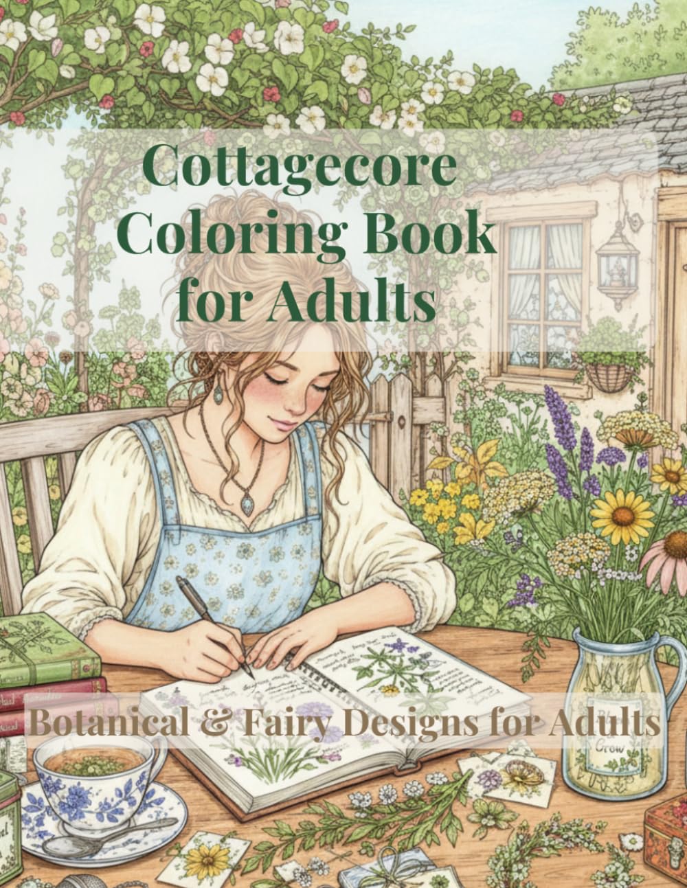 Cottagecore Coloring Book for Adults Vol. 1: 100+ Whimsical Botanical Scenes with Wildflowers, Fairy Cottages, Mushrooms & Country Garden Illustrations for Stress Relief