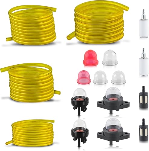 Tubo de manguera de gas de línea de combustible de 4 tamaños y 4 pies de largo con filtro de combustible de bombilla de imprimación a presión para