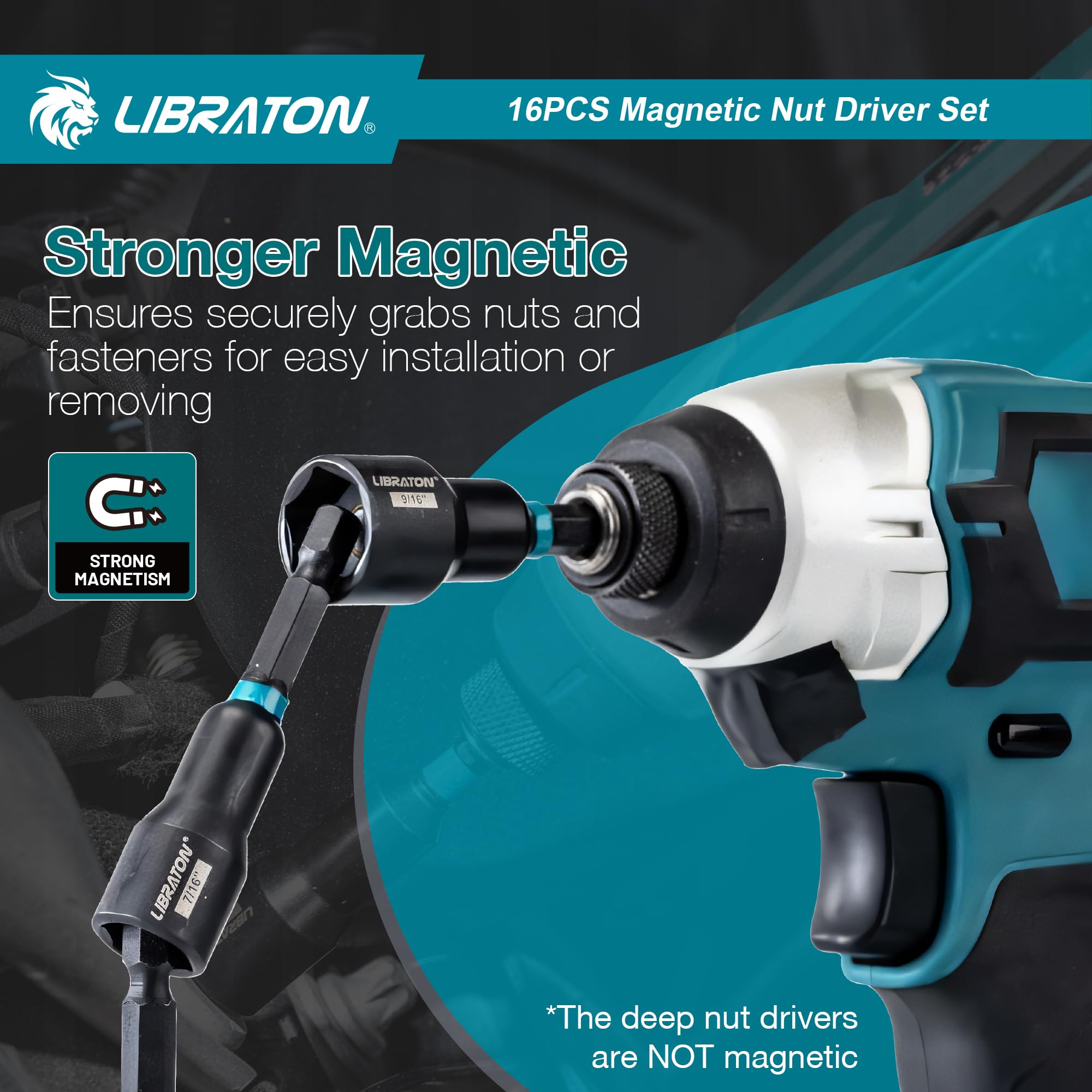 LIBRATON 54-tlg Steckschlüssel Set - Magnet Sechskant Mit Bits & Verlängerung