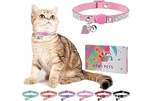 8-12 Inches Rhinestone Crystal Cat Collar with Bell for Girl Boy Kitty