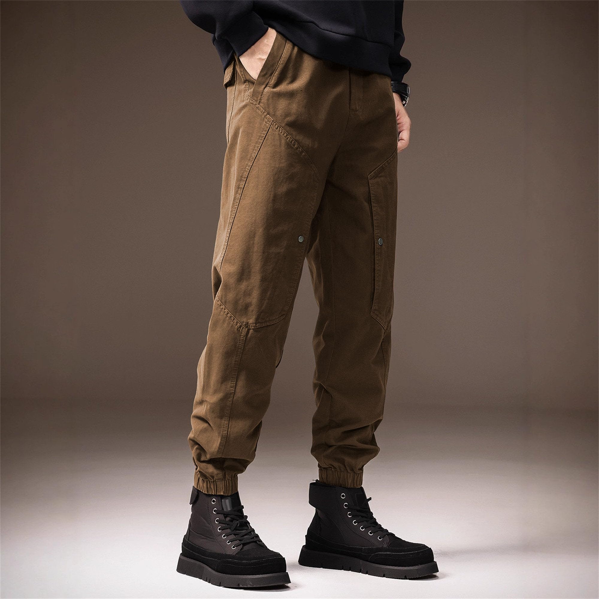 Pantaloni casual da uomo retrò cargo dritti alla caviglia