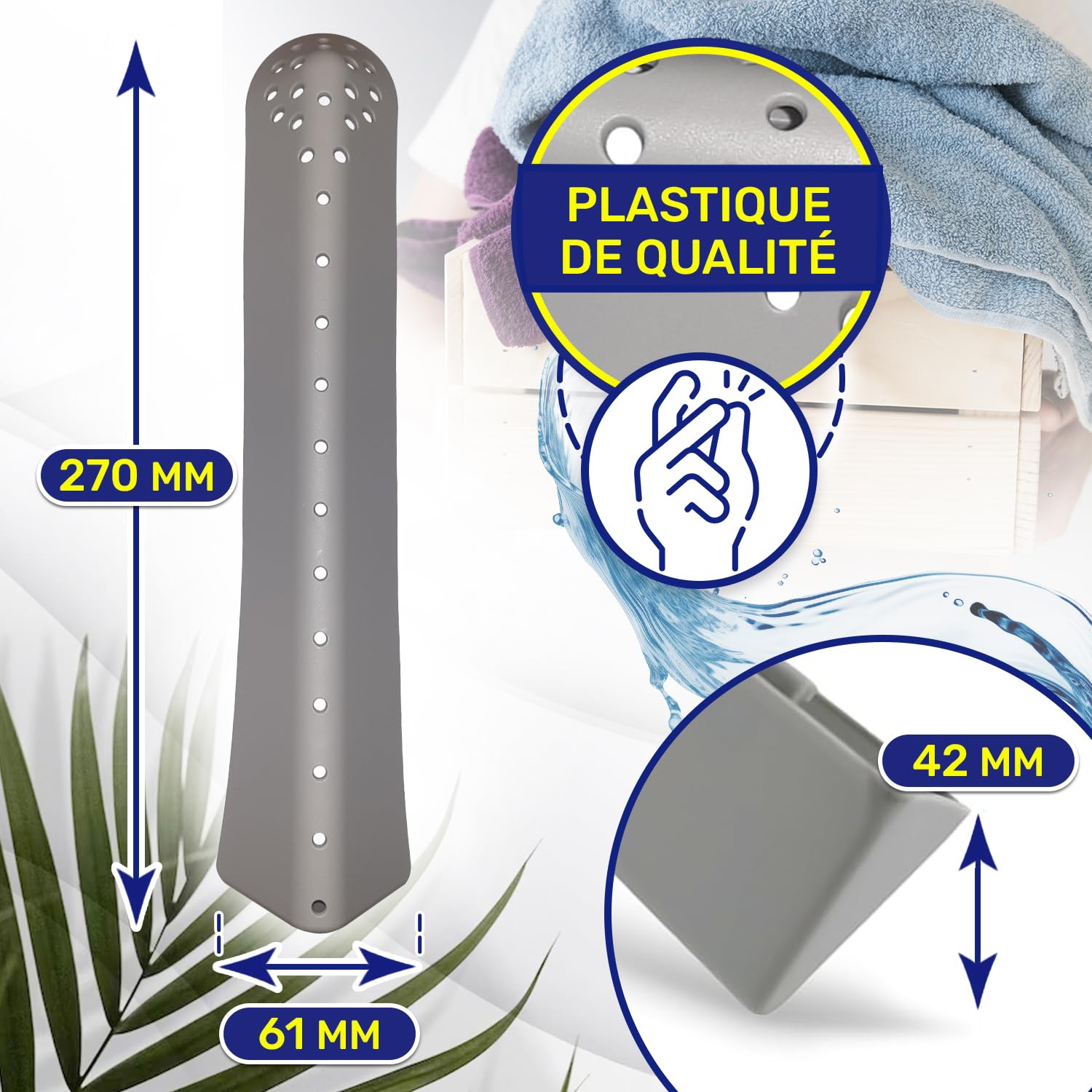 DL-pro Aube De Tambour 31 X 6,1 X 4,2 Cm Pour Candy Hoover Otsein 43005989 - Cale D'entraînement Robuste Avec 31 Trous - Gris - Pour Machine à Laver