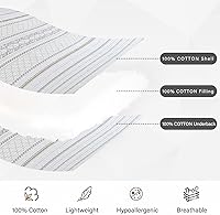 Vista 4 de PERHOM Juego de edredón 100% algodón tamaño Queen - 3 piezas, estilo bohemio, a rayas, ligero, suave, transpirable, juego de ropa de cama beige gris