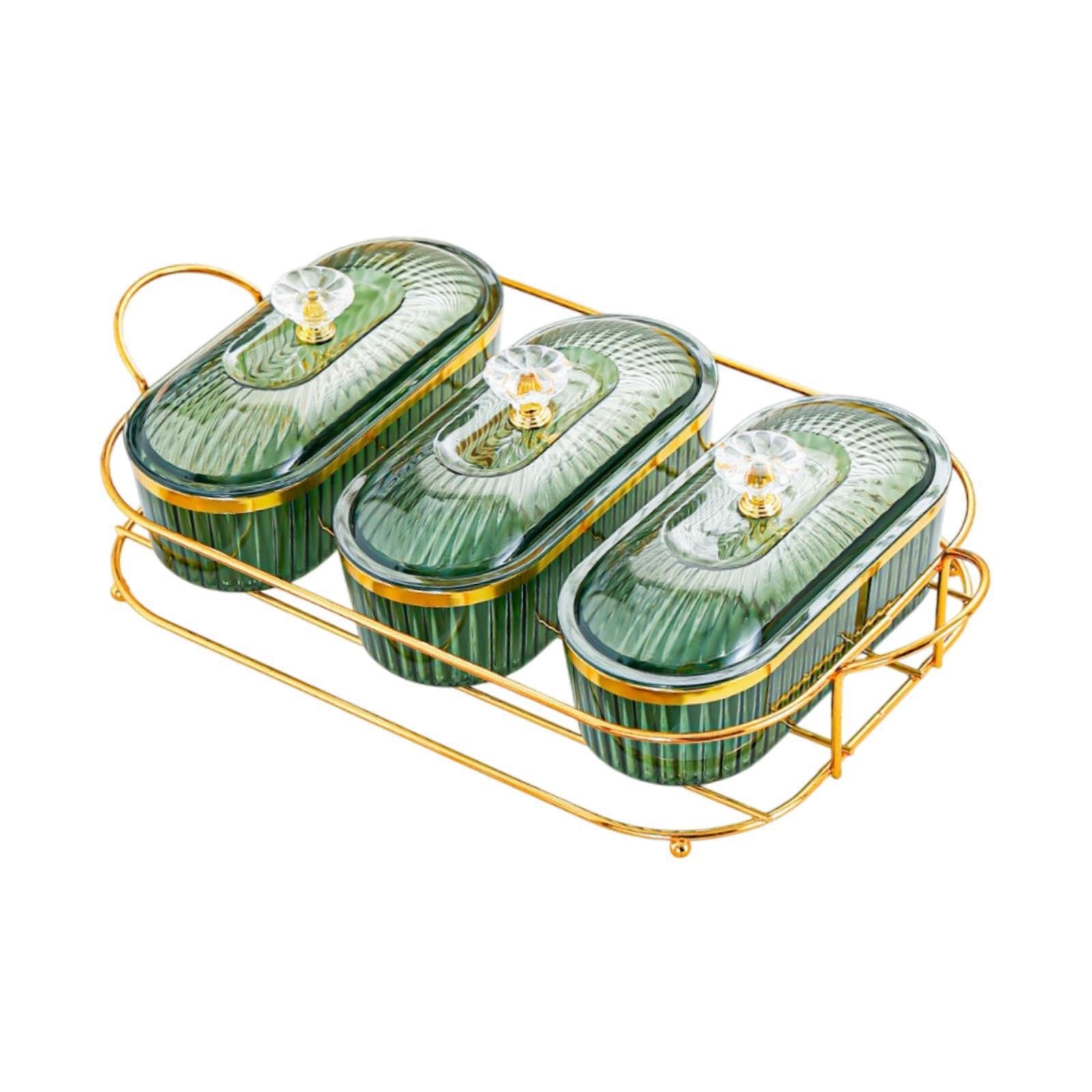 Bandeja para frutos secos con tapa fruta verde de 35x19x11cm para guardar refrigerios en casa