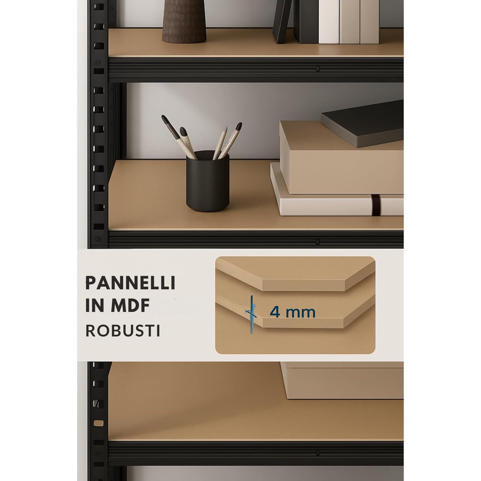 casa pura Set di 2 Scaffale per carichi Pesanti, 30x75x150 cm, con Struttura in Acciaio, Portata Fino a 650 kg, 5 Ripiani Regolabili, Colore: Nero