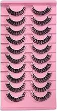 10 Paare 3D Falsche Wimpern - Wiederverwendbare Künstliche Wimpern - D Curl Lashes, Natural Look Russian Strip Lashes, Lange dramatische Nerzwimpern Wispy Full Volume (DH06-4)