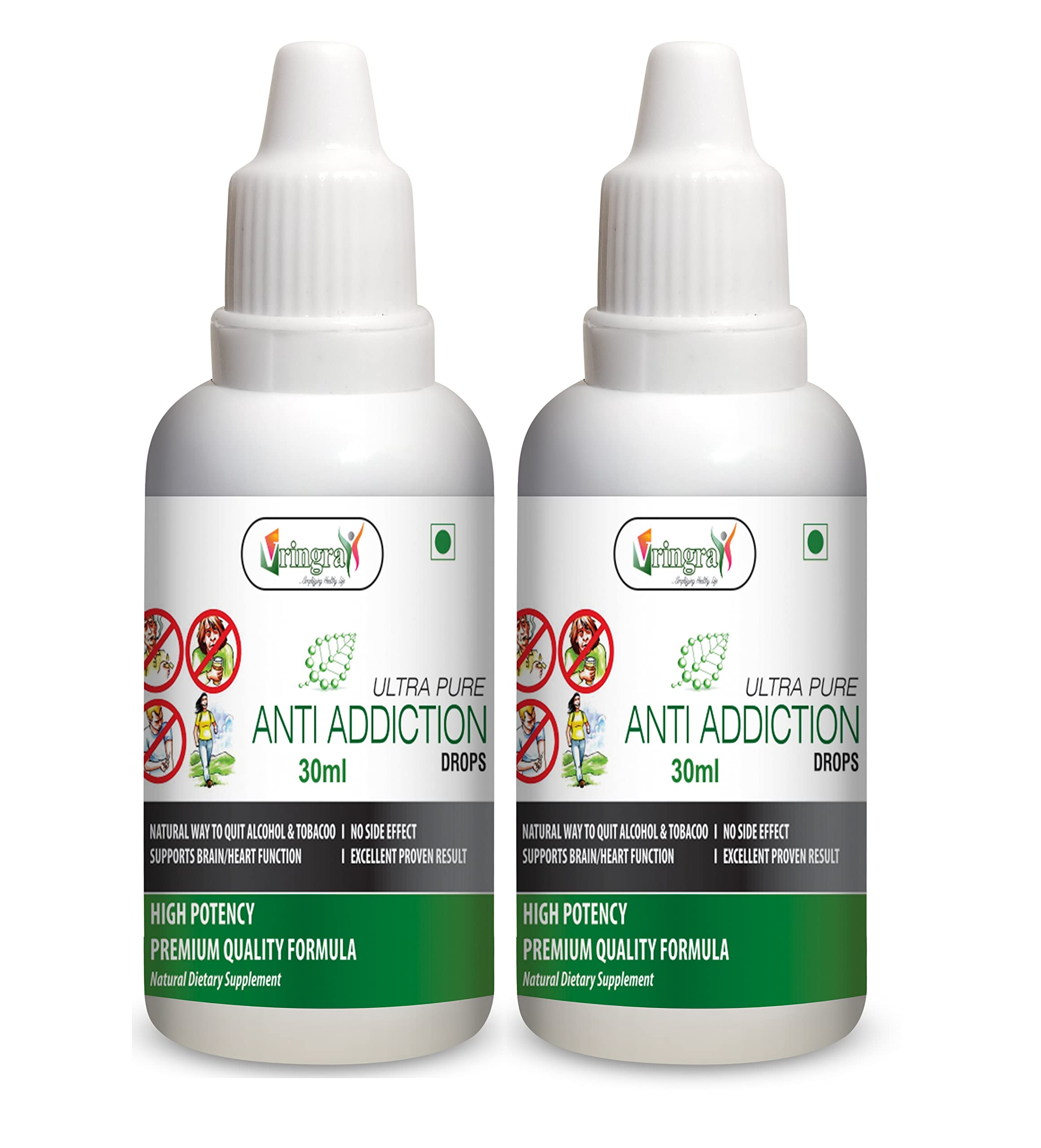 Vringra Anti Addiction Drops-Daddiction Drops-Nasha Band-Nasha Mukti Drops-Stop Smoking 30ml (Pack of 2)