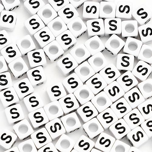 Miniatura 9 de STU-500FZM-C, 500 cuentas de letras acrílicas en forma de cubo de 1564 x 0.236 pulgadas, letras B, cuentas del alfabeto para hacer pulseras,
