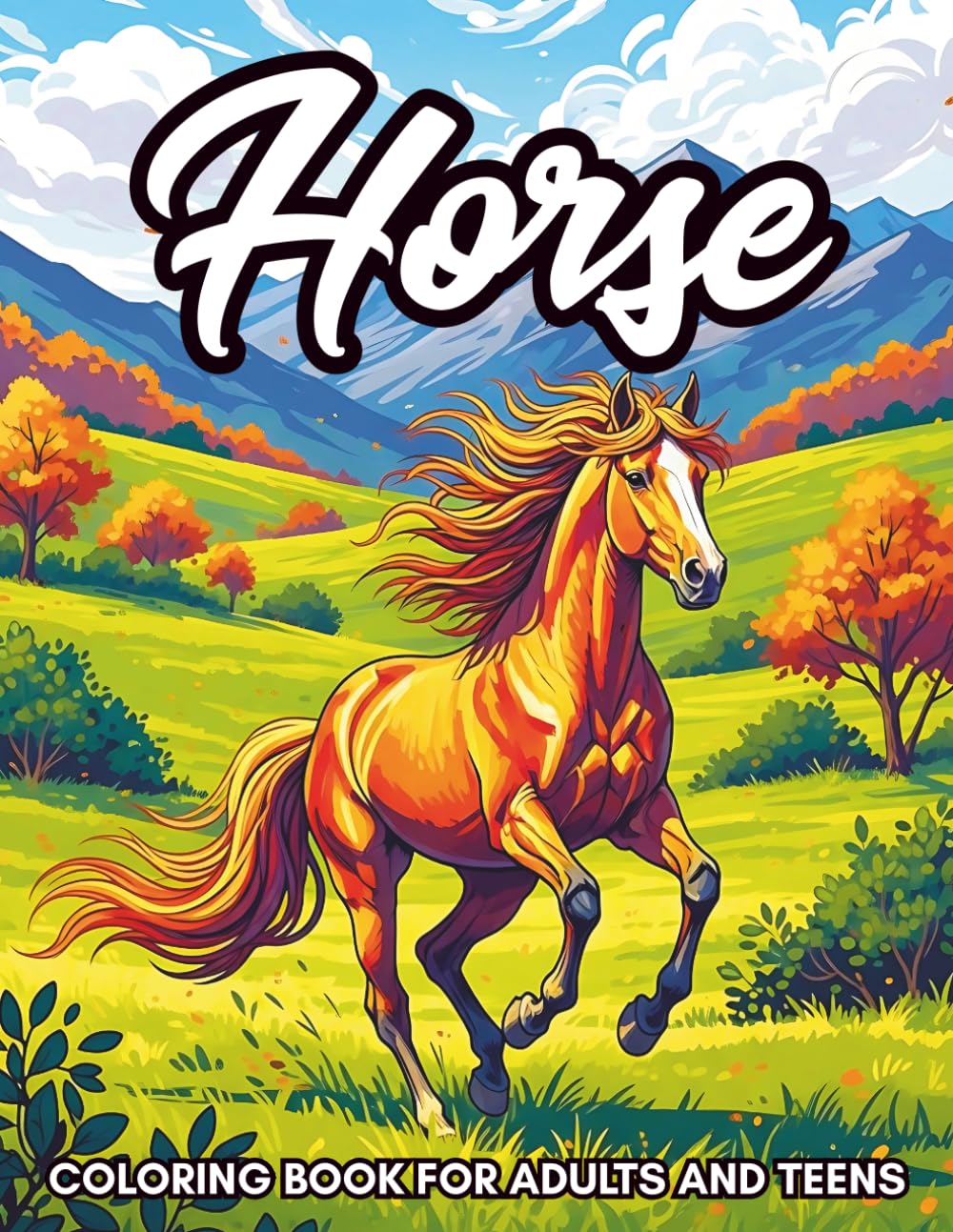 Horse Coloring Book for Adults and Teens: 50 Relaxing Horses Designs for Stress Relief