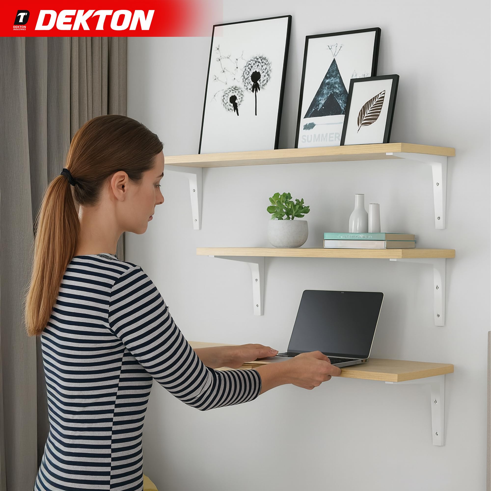 Dekton Mitred Shelf Bracket, Powder Coated, Size: 10"x10"-Heavy Duty Shelf Brackets, Silver - Image 3