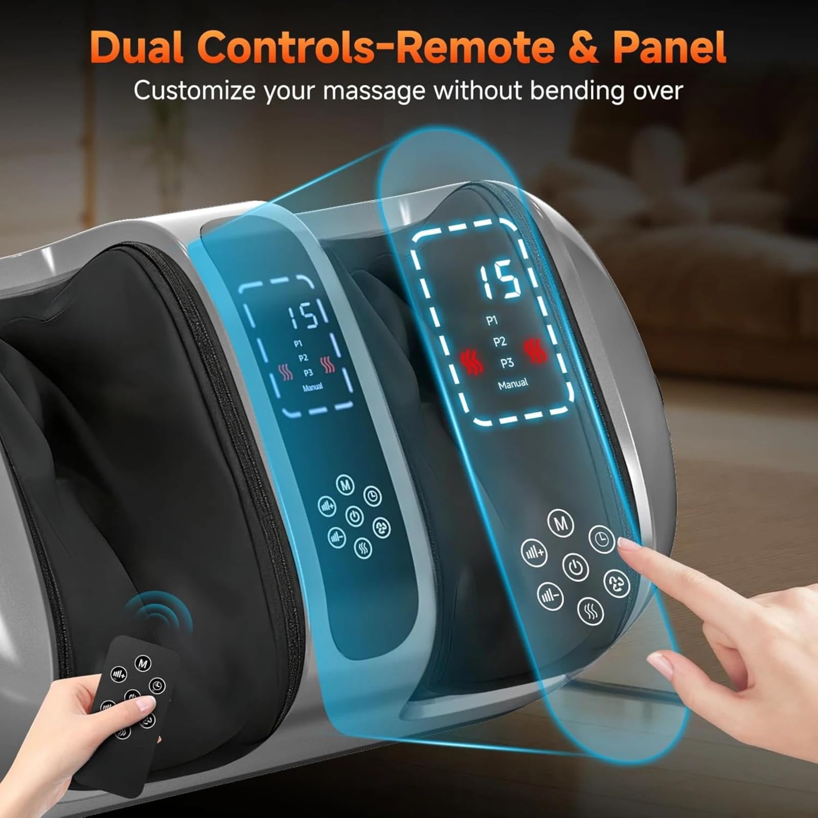 Masajeador de piernas y pies con calor, masaje Shiatsu 3D para fascitis plantar y aliviar el dolor de artritis, control remoto ajustable, para atletas, oficina y trabajadores de pie