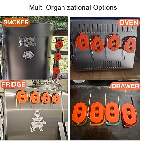 Miniatura 3 de Carrete de sonda de temperatura para termómetro de barbacoa con imanes fuertes, organizador de bobinadora de sonda de carne, perfecto para envolver