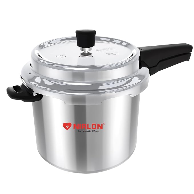 NIRLON Induction Compatible Outer Lid Stainless Steel Pressure Cooker, 5 Liters, Silver