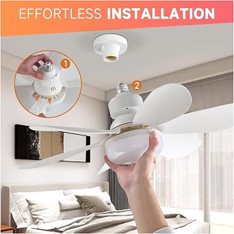Illuminated Ceiling Fan - 3 Colors Light Mode and 3 Tiers Speed Adjustment, Adjustable Brightness, Remote Control, Timer Shutdown, 52 Cm Width, Easy Installation, Led Light Ceiling Fan [Energy Grade A++]
