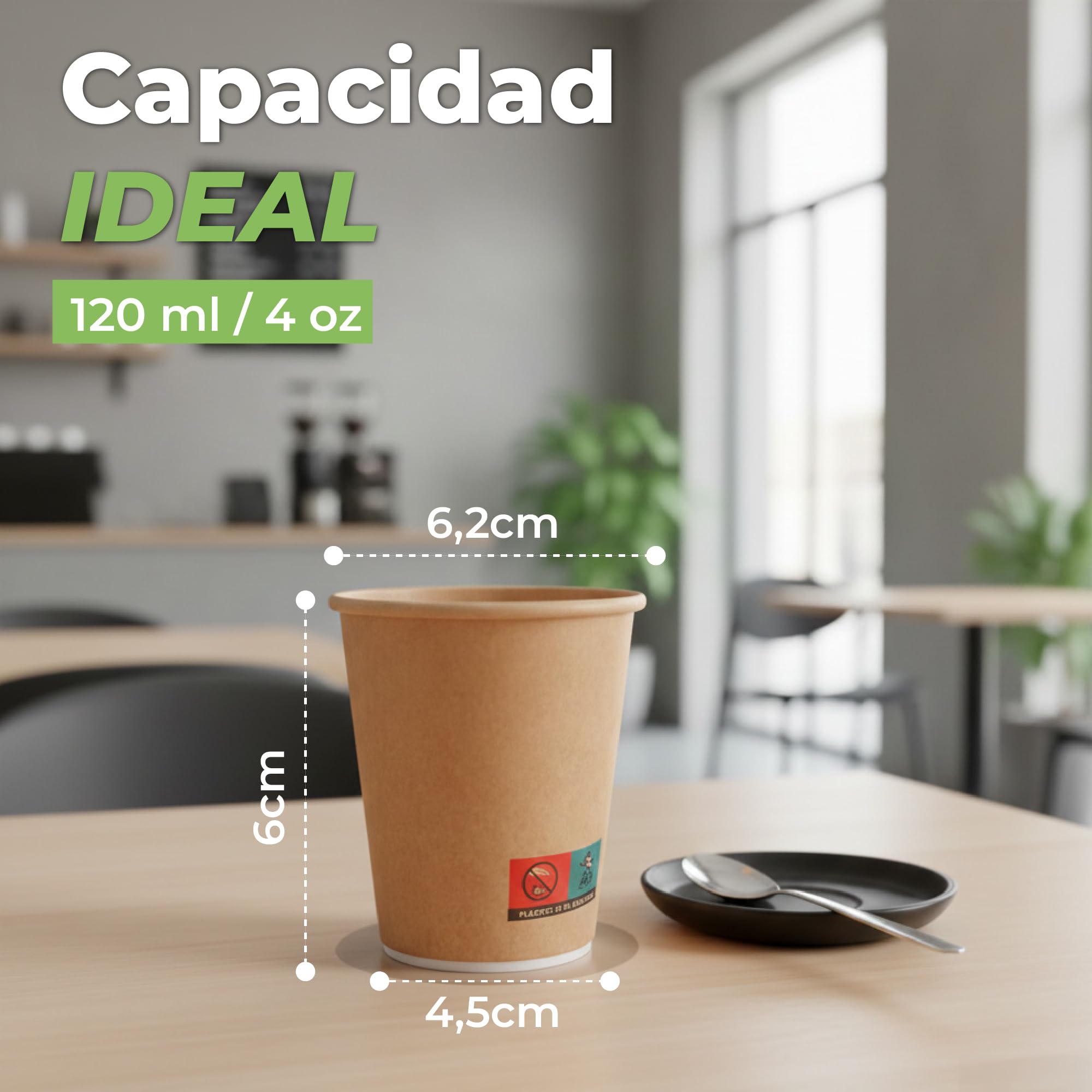 GASTROTOMI Vasos Cafe de 120 ml – 100 Unidades y 100 Paletinas Cafe Desechables de Madera con Funda, Vasos Desechables para Espresso, Degustaciones y Oficina – Vasos Carton Kraft – Pack Completo — view 3