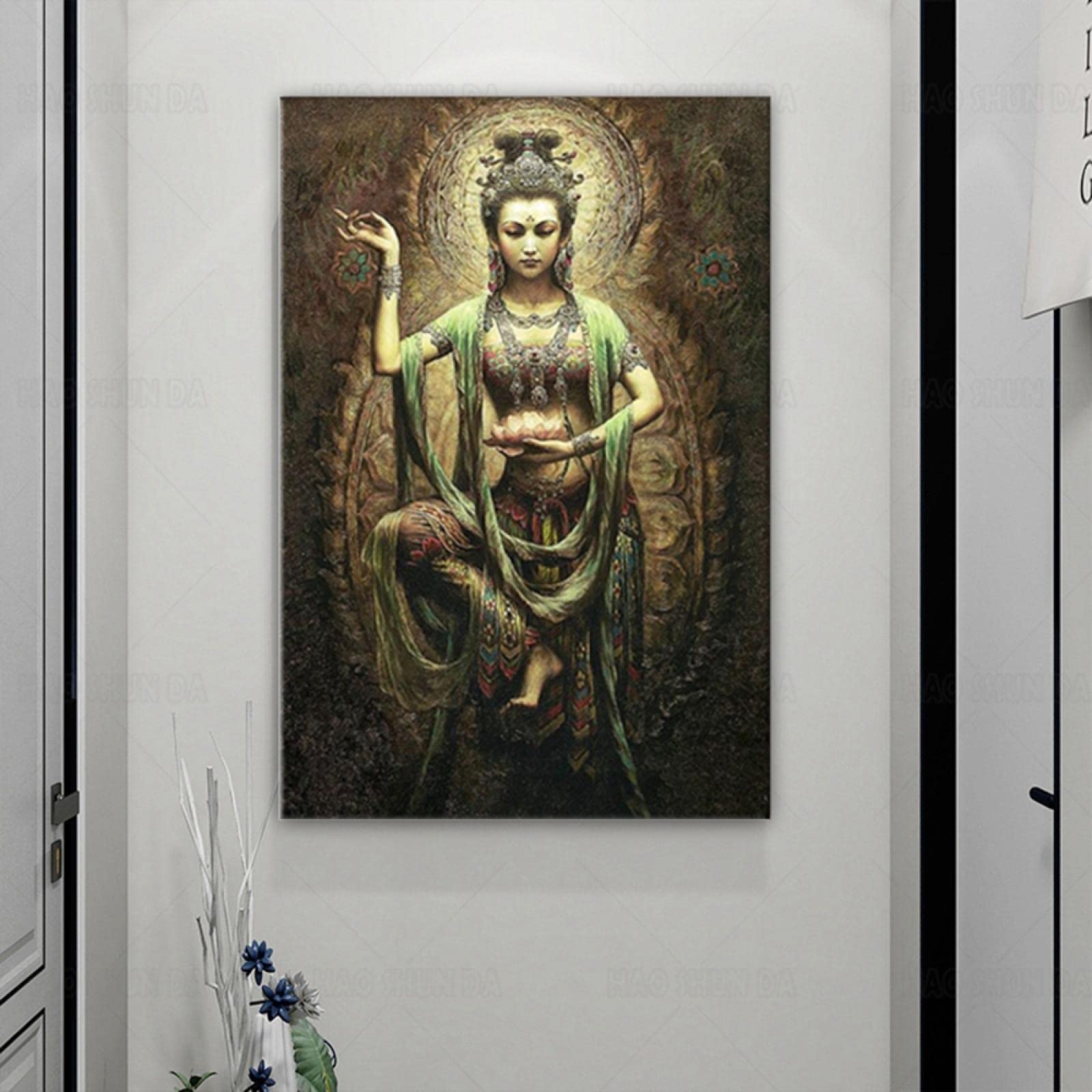 Dittelle Kwan Yin And Guanyin Prints Pictures Room Wall Art Canvas Decor God Bless You Posters Oil Painting Living Room Decor 80x120cm Frameless