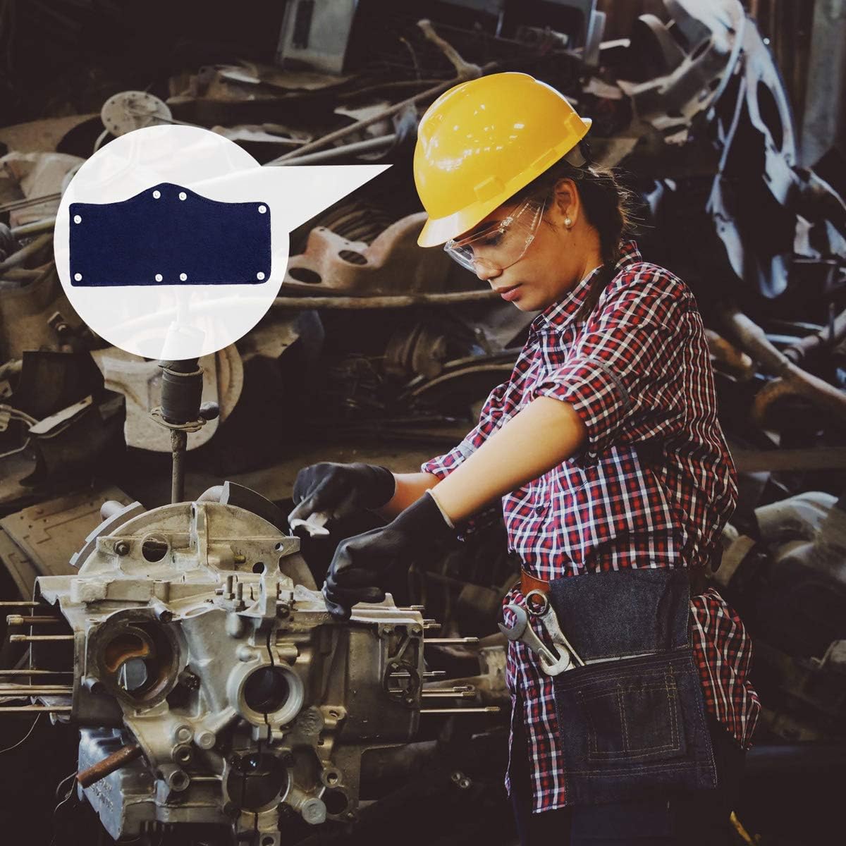 Cotton Hard Hat Sweatband Reusable Terry Cloth Snap-On Sweatband Liner Washable Hard Hat Accessories (Blue-10pieces) - - 