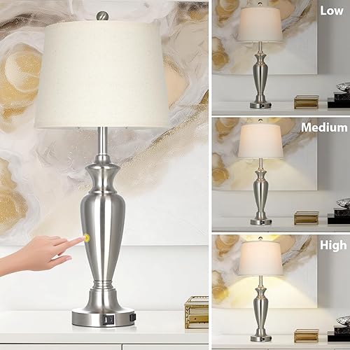 Miniatura 5 de Juego de 2 lámparas de mesa, color plateado