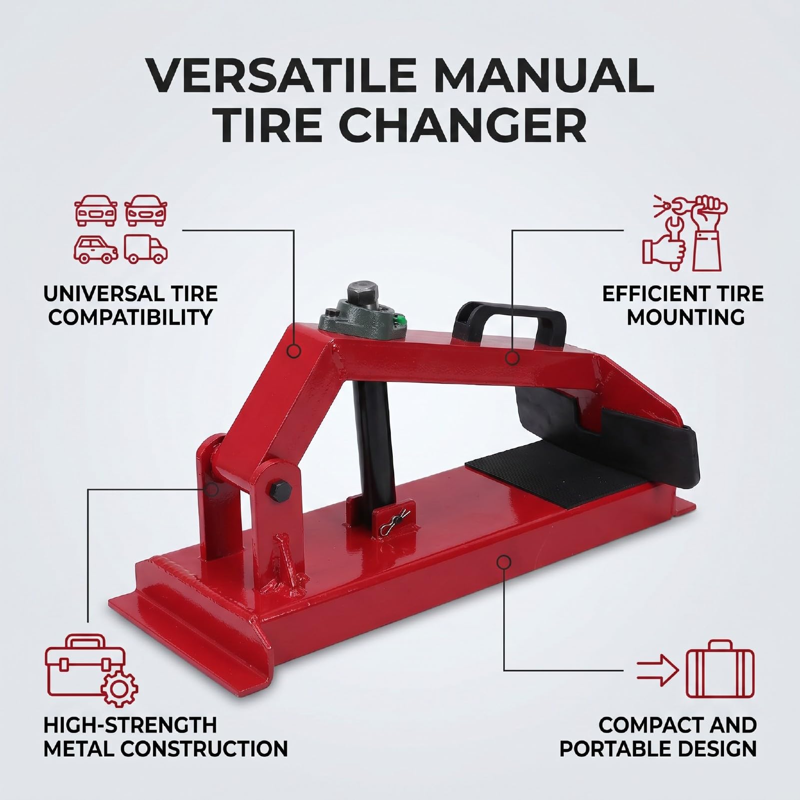Cambiador de Neumáticos Manual, Destalonador de Neumáticos Manual Portátil, Herramienta de Desmontaje Universal para Extracción de Remolques de Automóviles, Se Utiliza con Llave Eléctrica