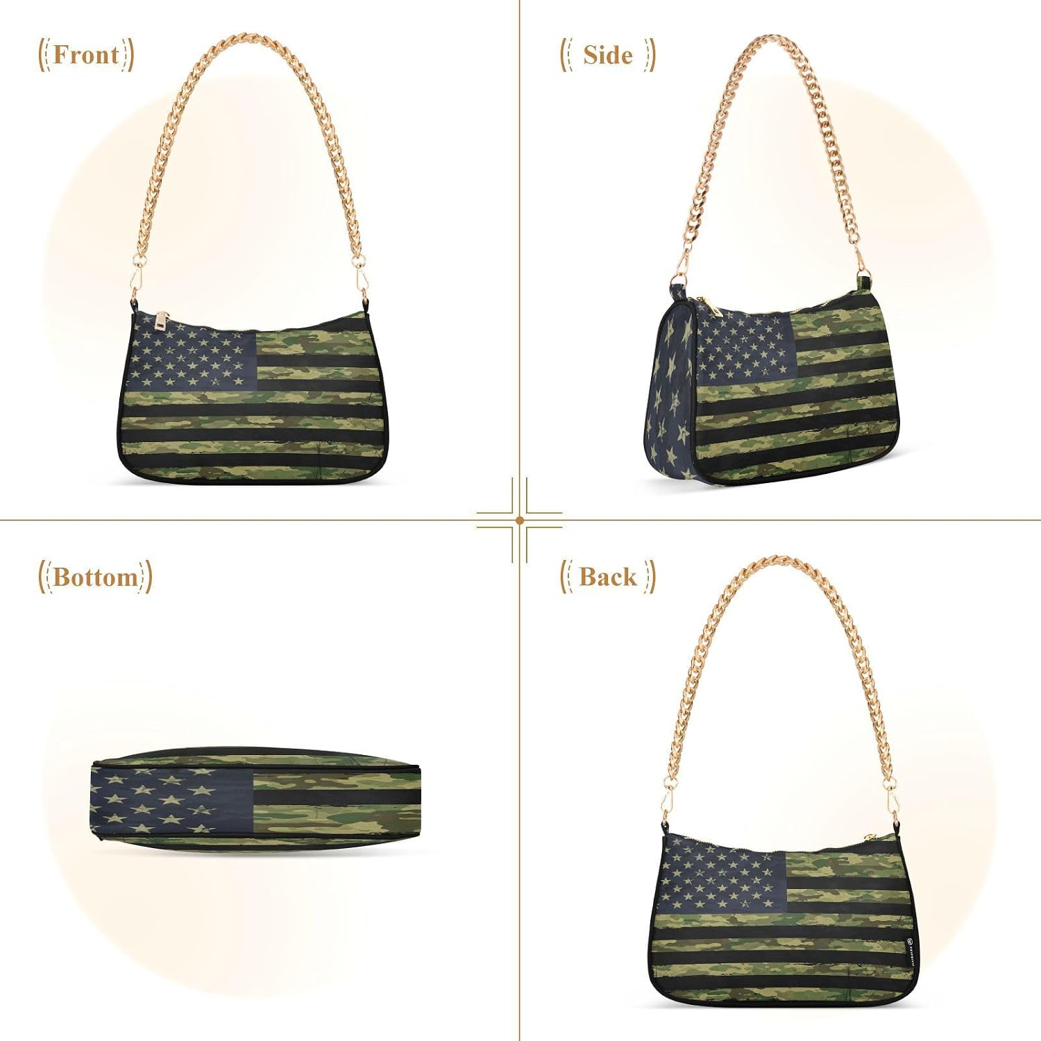 Shoulder Bags for Women American US Flag Independence Day Patriotic Hobo Tote Handbag Small Clutch Purse with Zipper Closure