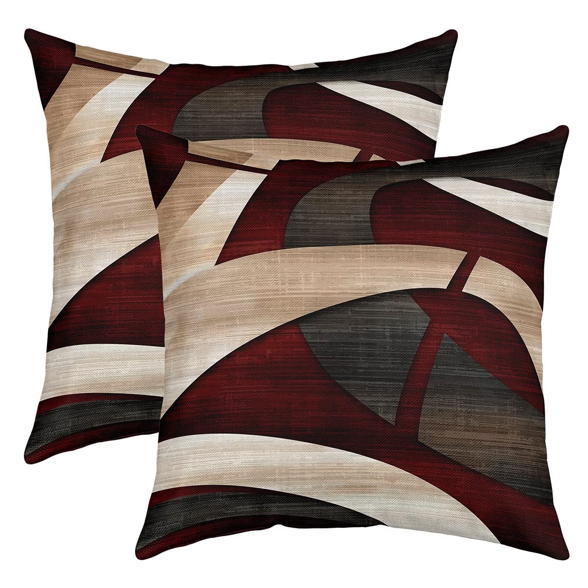 Abstract Stripes Throw Pillow Covers Vintage Geometric Circles Lines Decorative Cushion Covers for Teens Men Women Modern Spiral Simple Style Cushion Cases for Sofa Office, 2 Pack 24"x24"