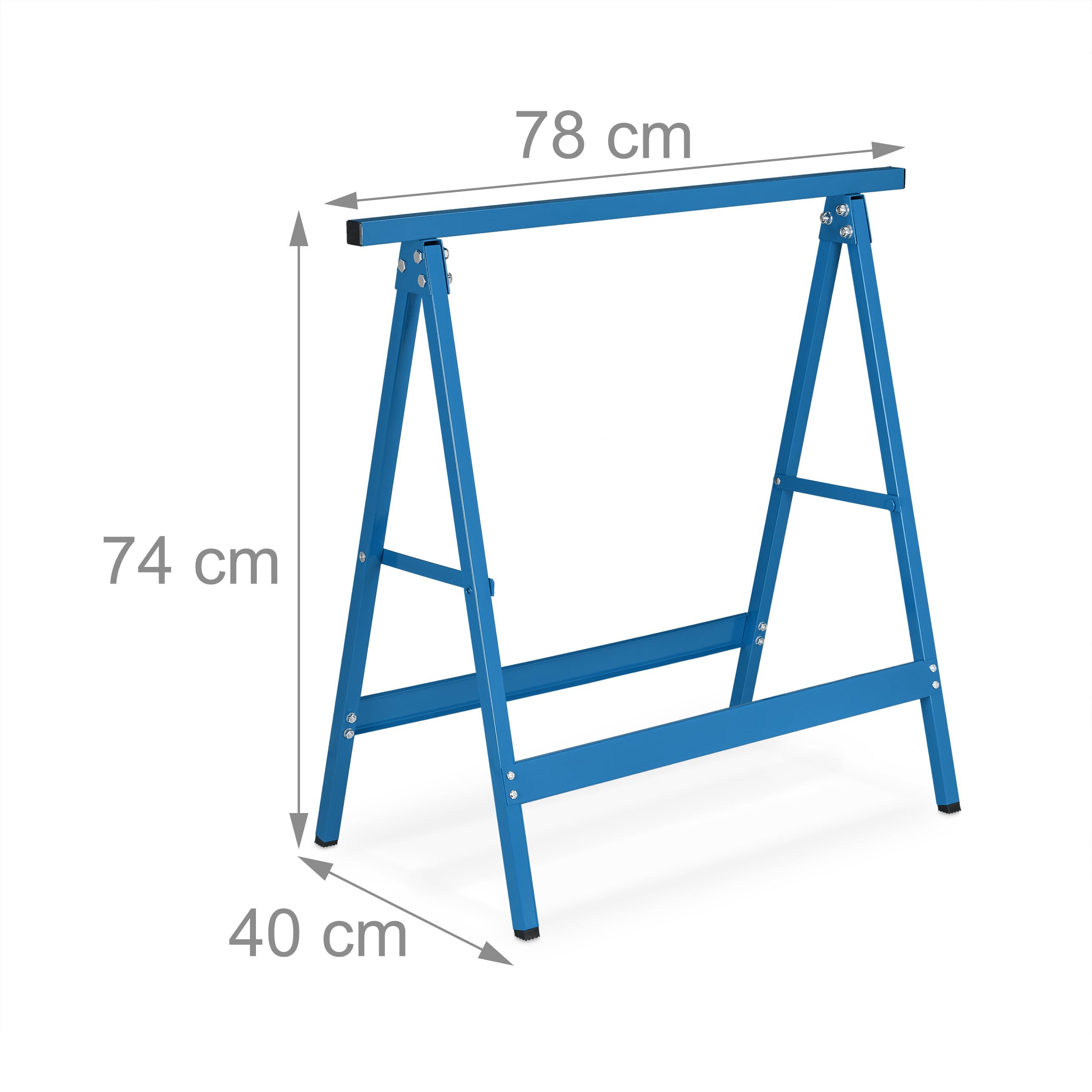 Relaxdays Arbeitsbock 2er Blau Caballetes de Trabajo en Set de 2, Plegables, 100 kg, 74 x 78 x 40 cm, Borriquetas de Taller, Pintor, Azul, Acero