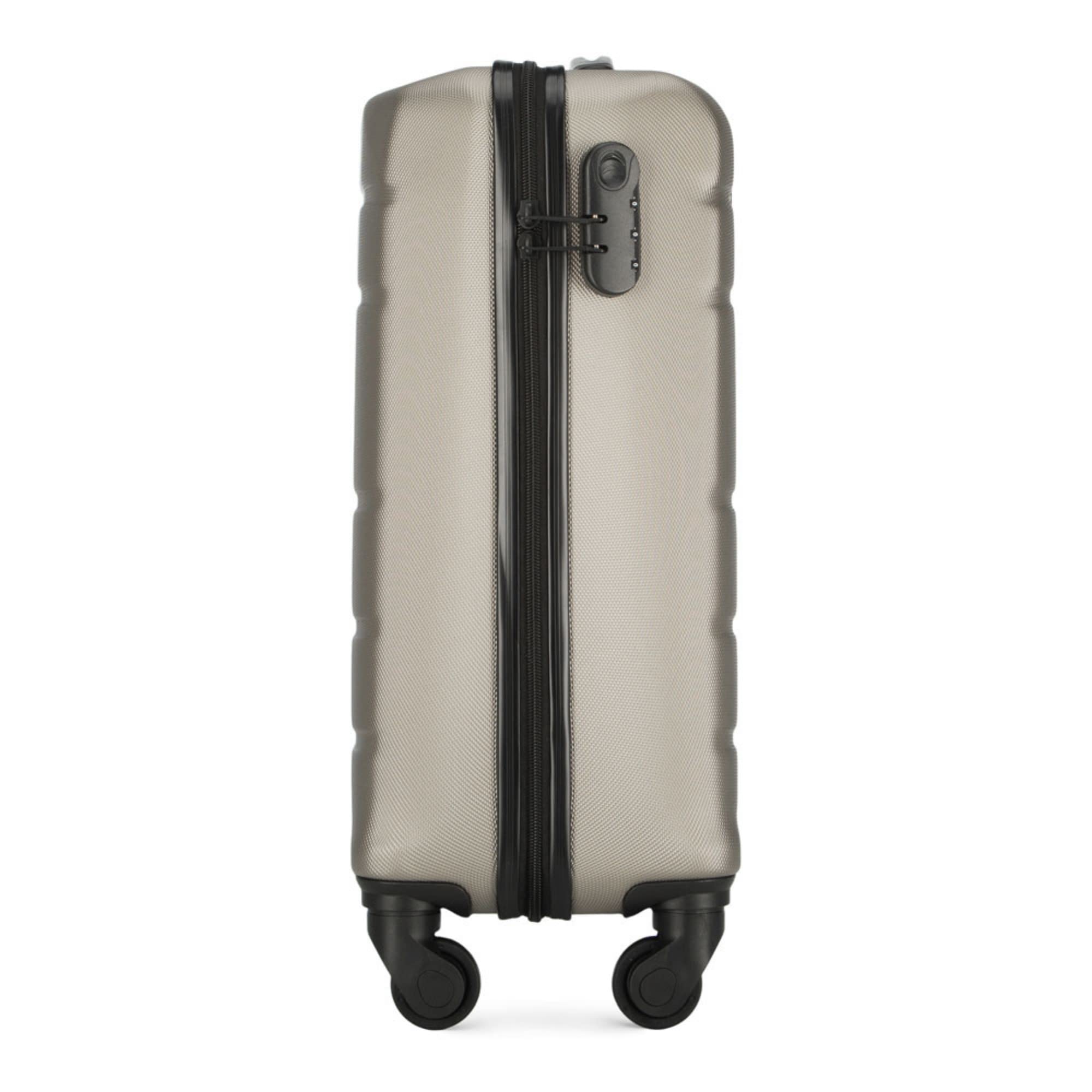 WITTCHEN Valigia da viaggio Bagaglio a mano Valigia da cabina Valigia rigida in ABS con 4 ruote girevoli Serratura a combinazione Maniglia telescopica Globe Line Taglia S Champagne