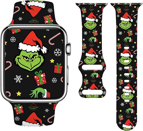 Miniatura 1 de Watbro Christmas Watch Band Compatible with Apple Watch 38mm 40mm 41mm 42mm 44mm 45mm 49mm Women Men,Soft Silicone Cute Sport Strap Design for Apple