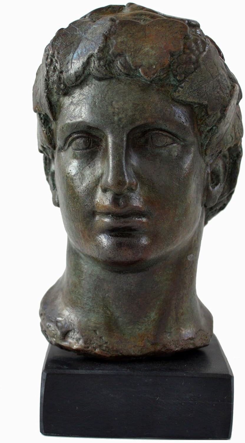 Estia Creations Dionysos Bust with Bronze Color Effect - Dionysus God of Wine Ritual Madness and ecstasy