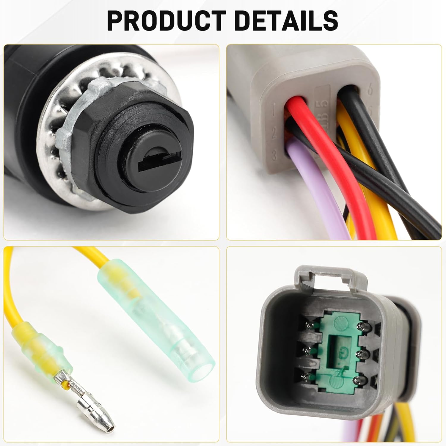 JERBOR 129572 Ignition Switch with Keys Fit for Tracker Boats, Ignition Switch with 2 Keys 3 Position 6 Wire Connectors