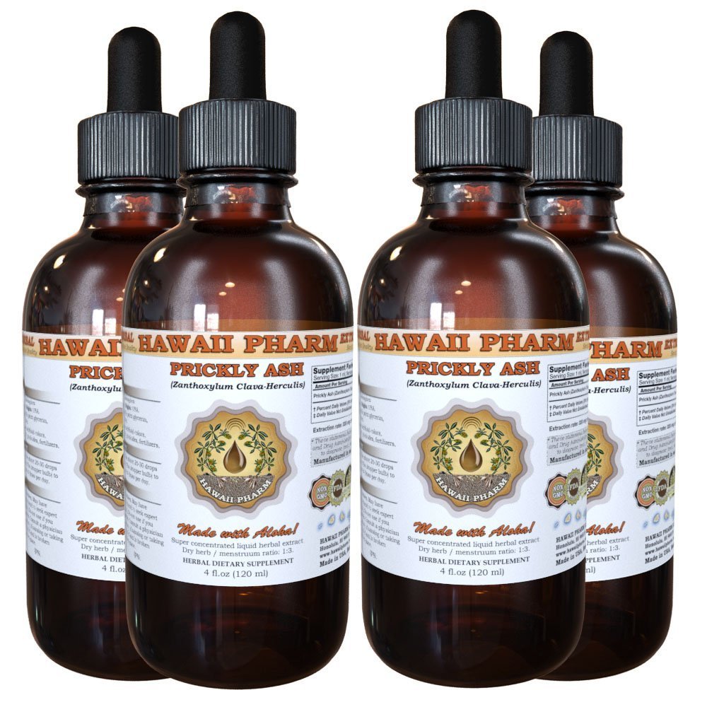 Hawaii Pharm Prickly Ash Bark Liquid Extract, 4 fl oz, 4-Pack 4 Fl Oz (Pack of 4)