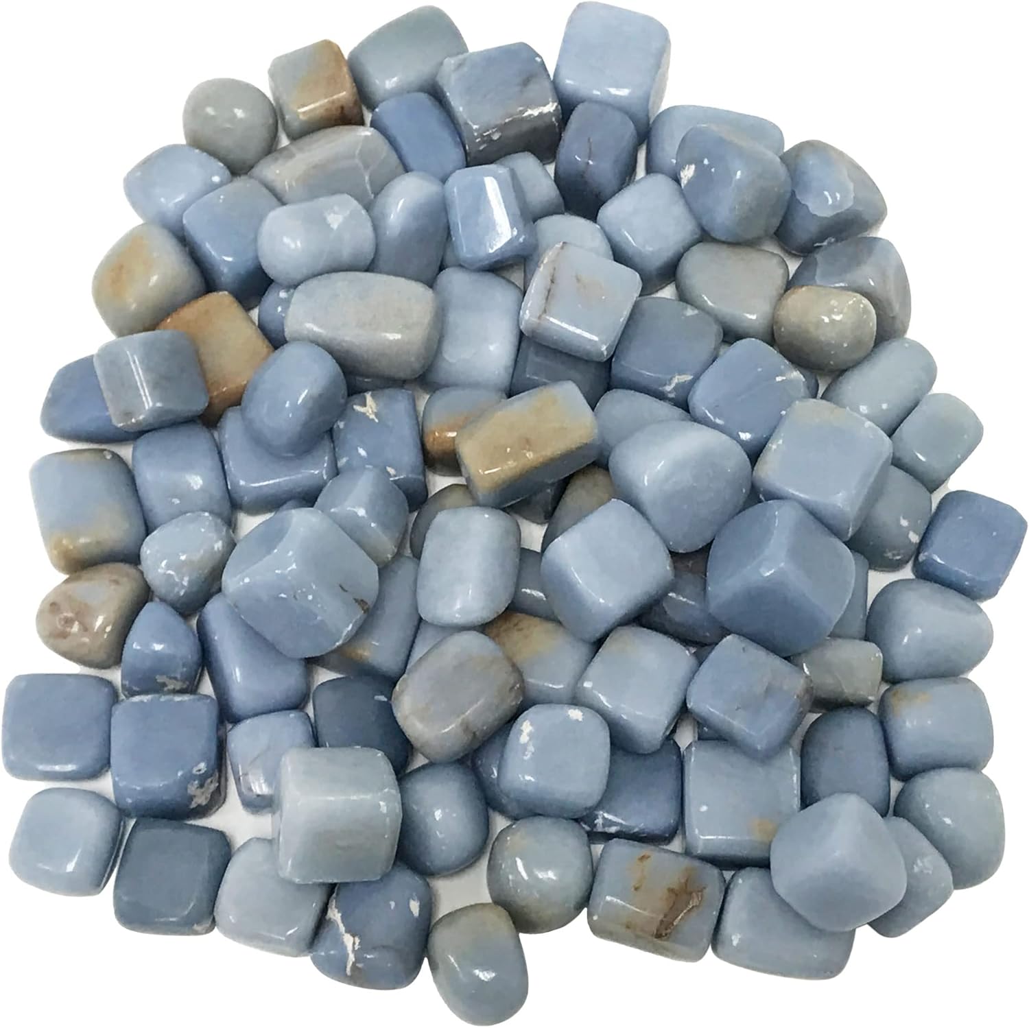 Gem Avenue Natural Angelite - B Quality Tumble Stone Tumbled Gemstone Crystals Kit Real Raw Polished Stones Perfect for Jewelry Making Home Decoration Reiki Gifts Energy Therapy Beginners 1/2 Lb Bulk