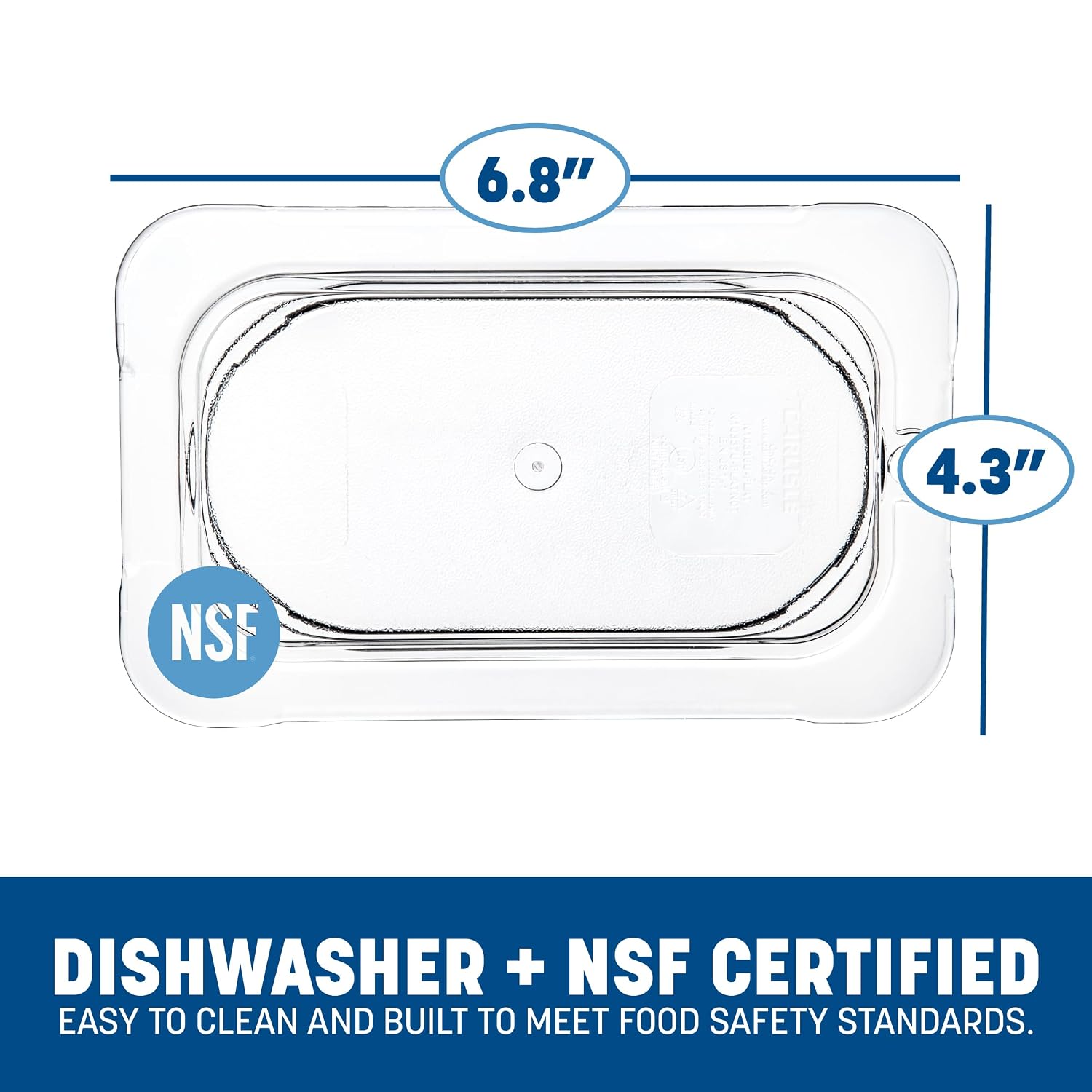 Carlisle FoodService Products StorPlus Flat Lid, Cover for 1/9 Size Food Pans, Unnotched, 6.88" x 4.31", 1 Count, Clear
