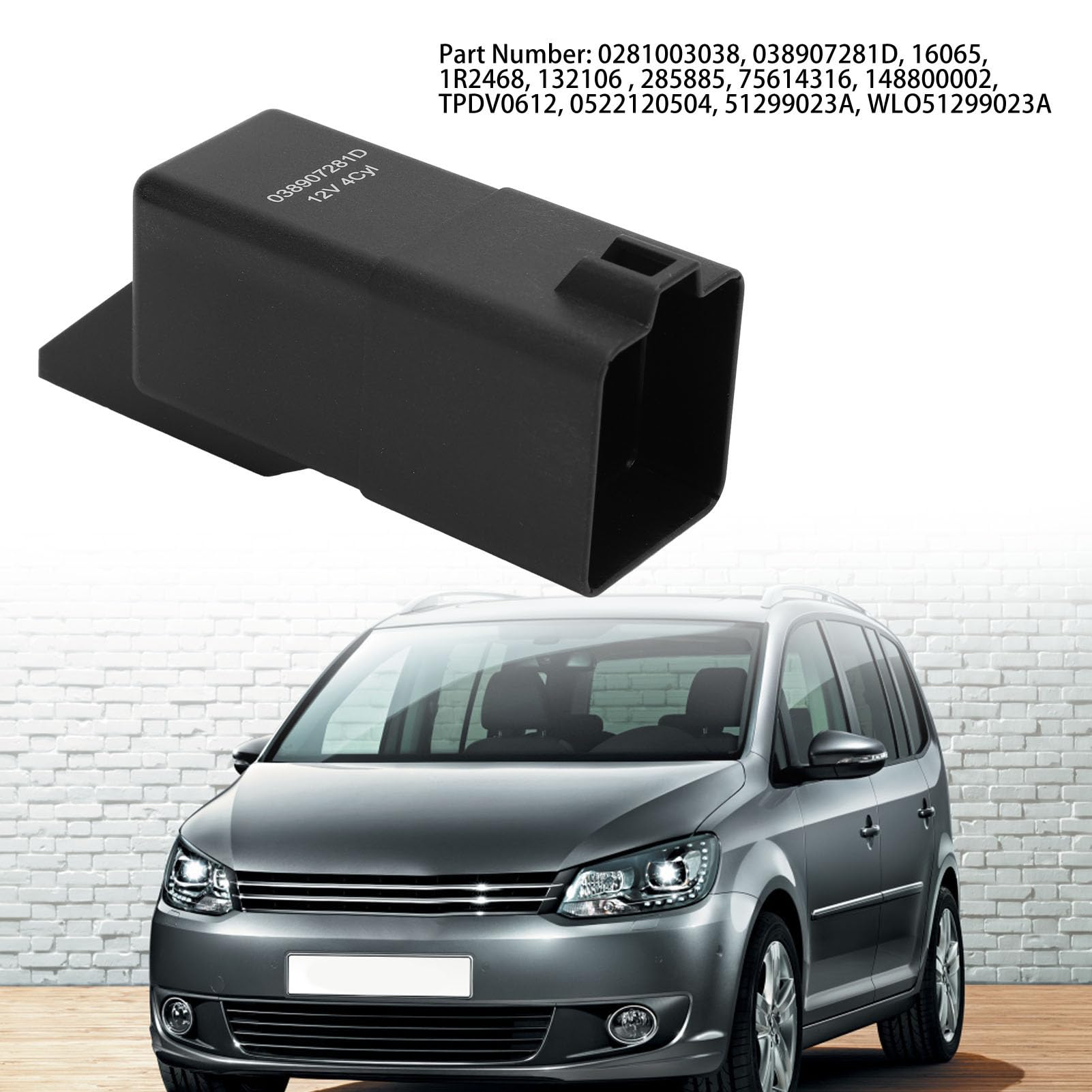 Relais de Bougies de Préchauffage à 9 Broches 0281003038, 038907281D, unité de Contrôle de Performance Stable, Compatible avec Altea, Matériau ABS, Tension 12 V