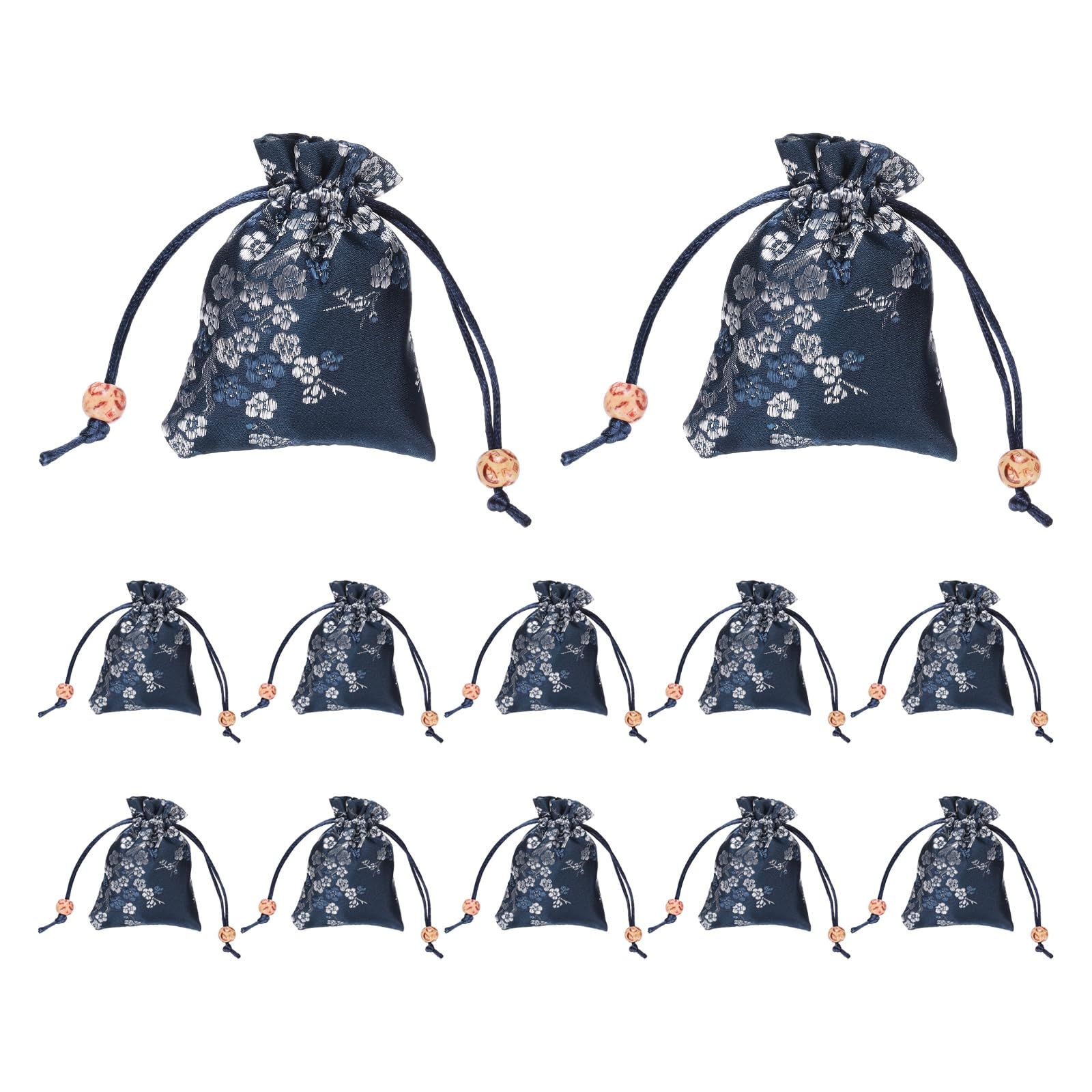 PATIKIL Silk Drawstring Bag, (3 x 4 Inch, Blue) (12 Pcs), Embroidered Satin Gift Bags Wedding Favor Pouch with Drawstring, Suit for - Jewelry/Candy/Christmas Party/Birthday Gift