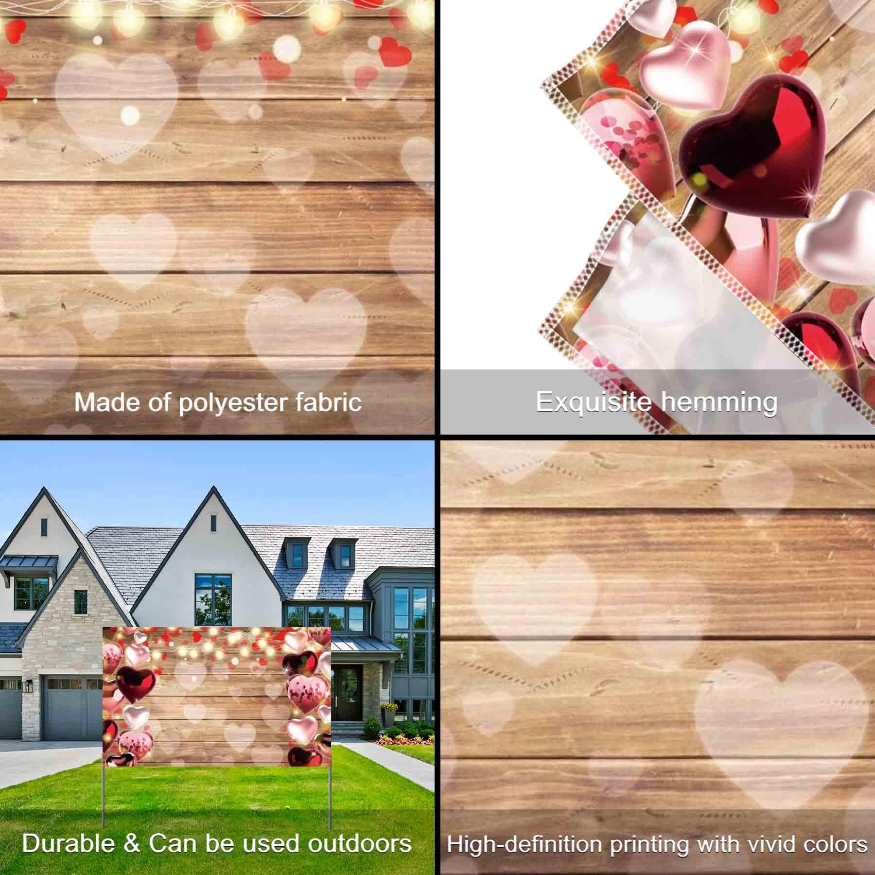 Swepuck Fotohintergrund 3x2,4 M – Motiv 'Romantiktag' Mit Holz & Herzen, Für Hochzeiten & Partys