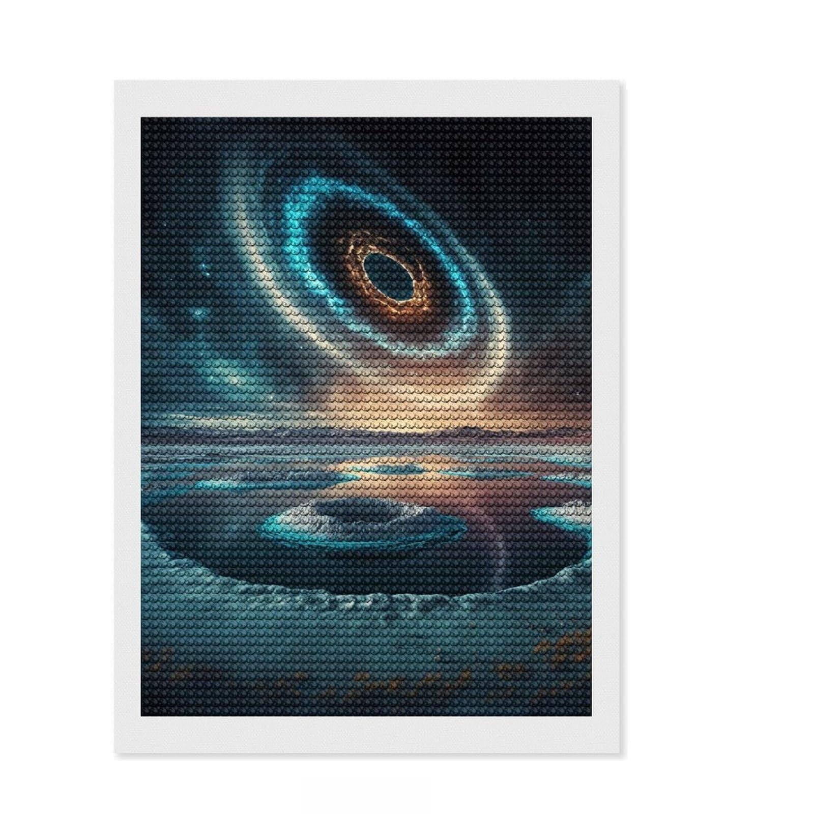 Junmoney Colors of Space Planet Diamond Art Canvas 12"x16", Birthday Gift, for Adults, Creative Leisure Activity, Aesthetic Room Decor