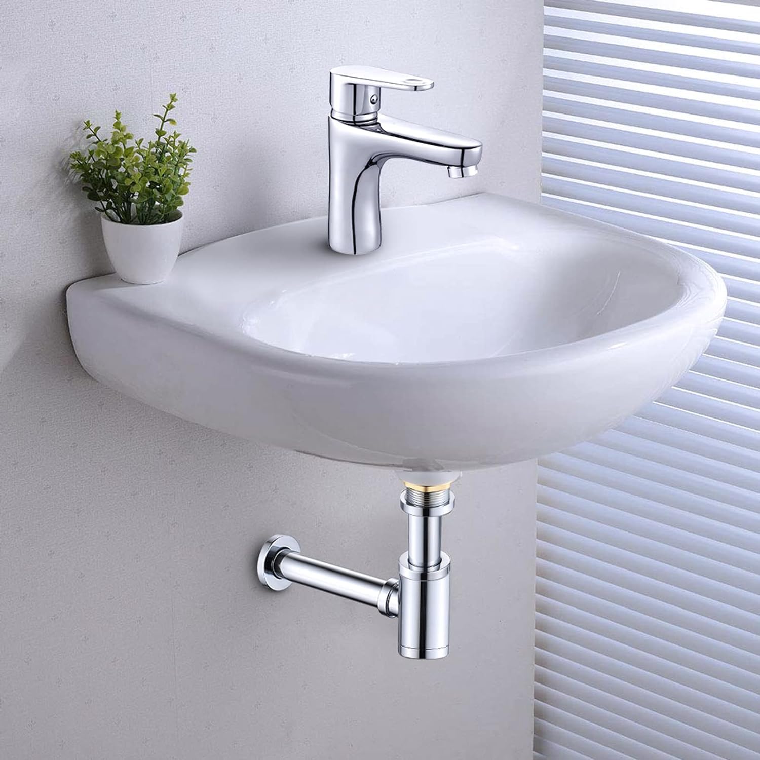 Brass Bottle Trap Set including Overflow Plug Drain - Image 3