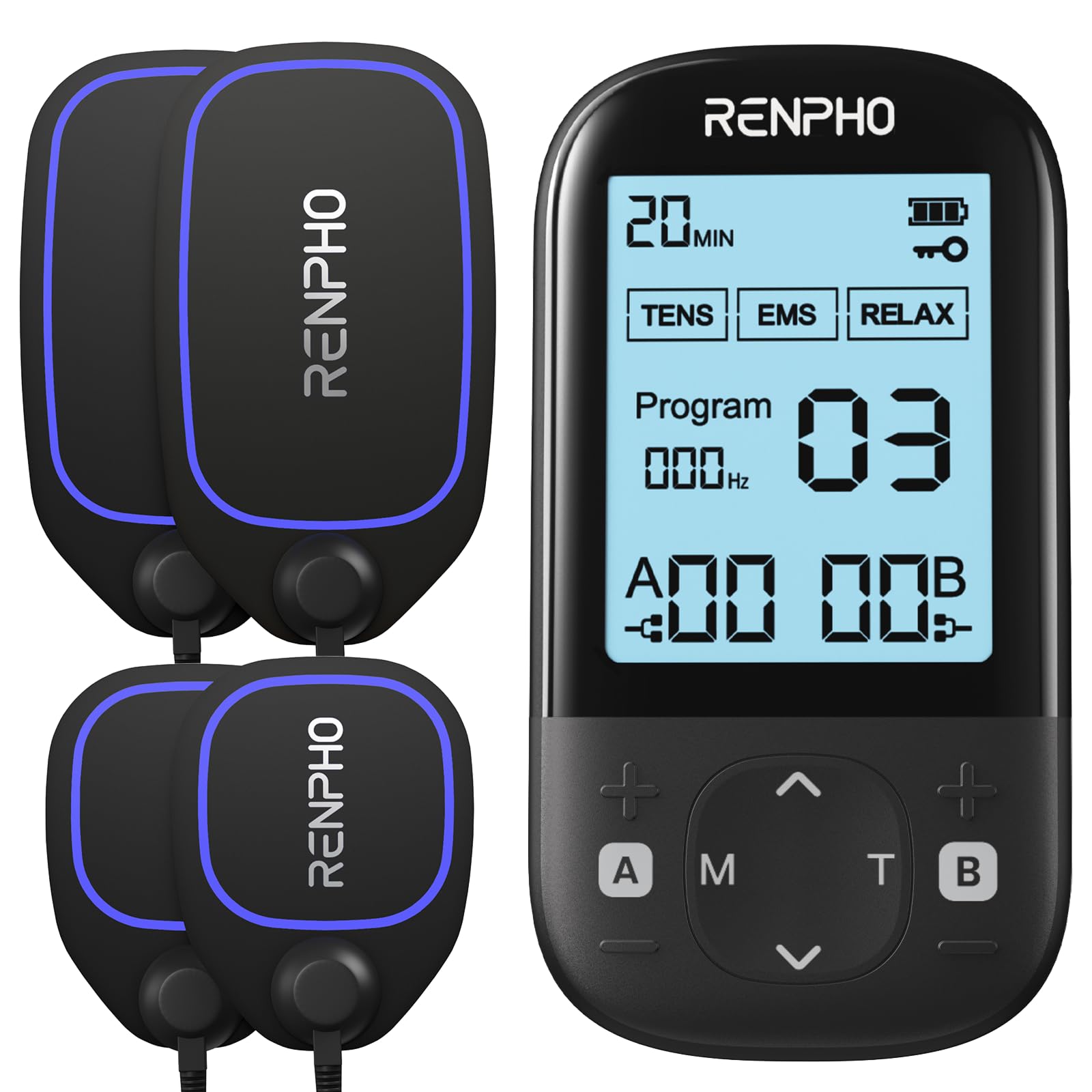 RENPHO TENS Unit Muscle Stimulator, Gifts for Men Women 60 Programs EMS Unit for Back Pain Relief, Rechargeable TENS Machine with 20 Intensities, Muscle Growth Massager for Sciatica Shoulder Neck