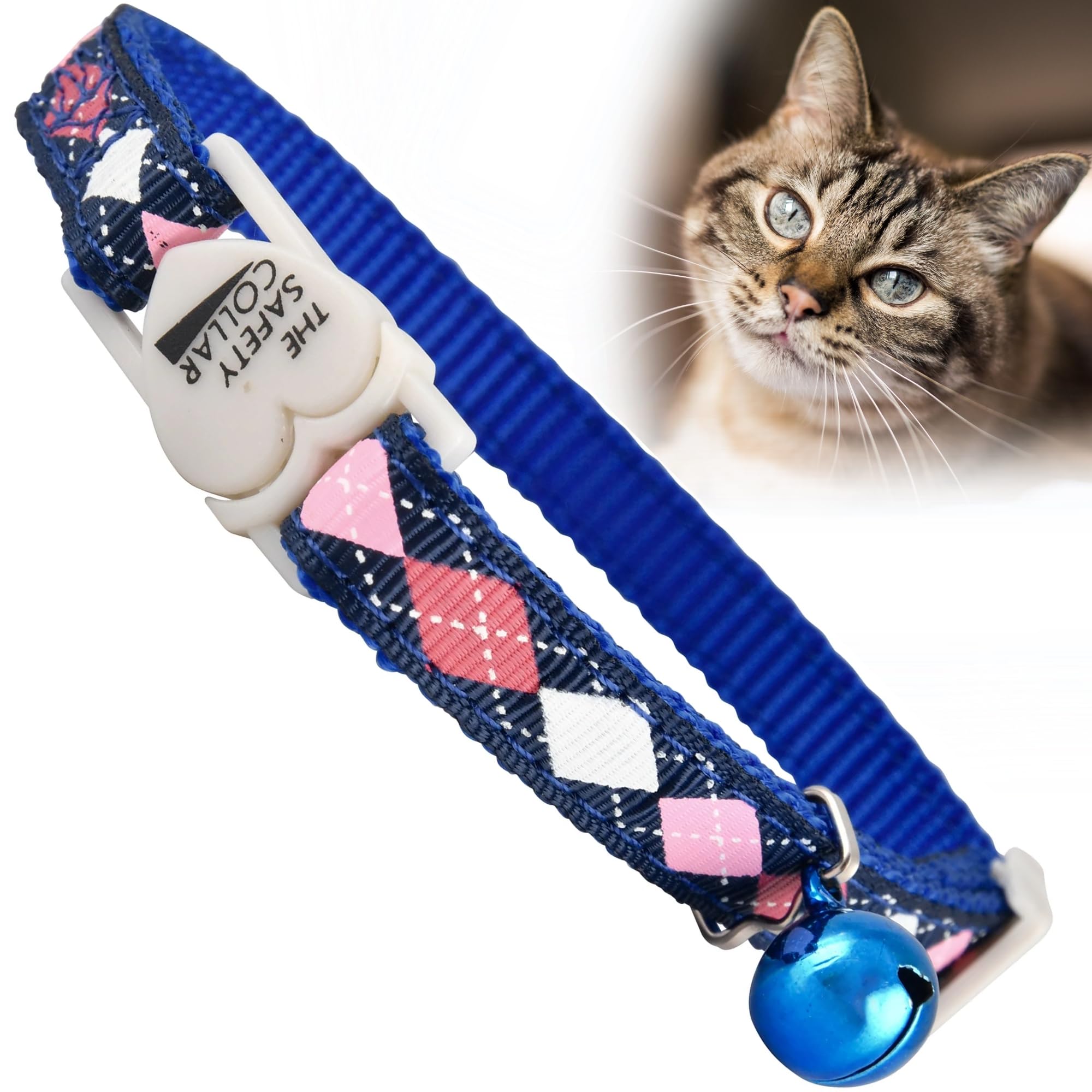 Jeffers Pet Cat Collar with Bell – Durable Breakaway Plastic Buckle Safety Collar for Kittens & Adult Cats, Adjustable Single Ply Nylon, Indoor &
