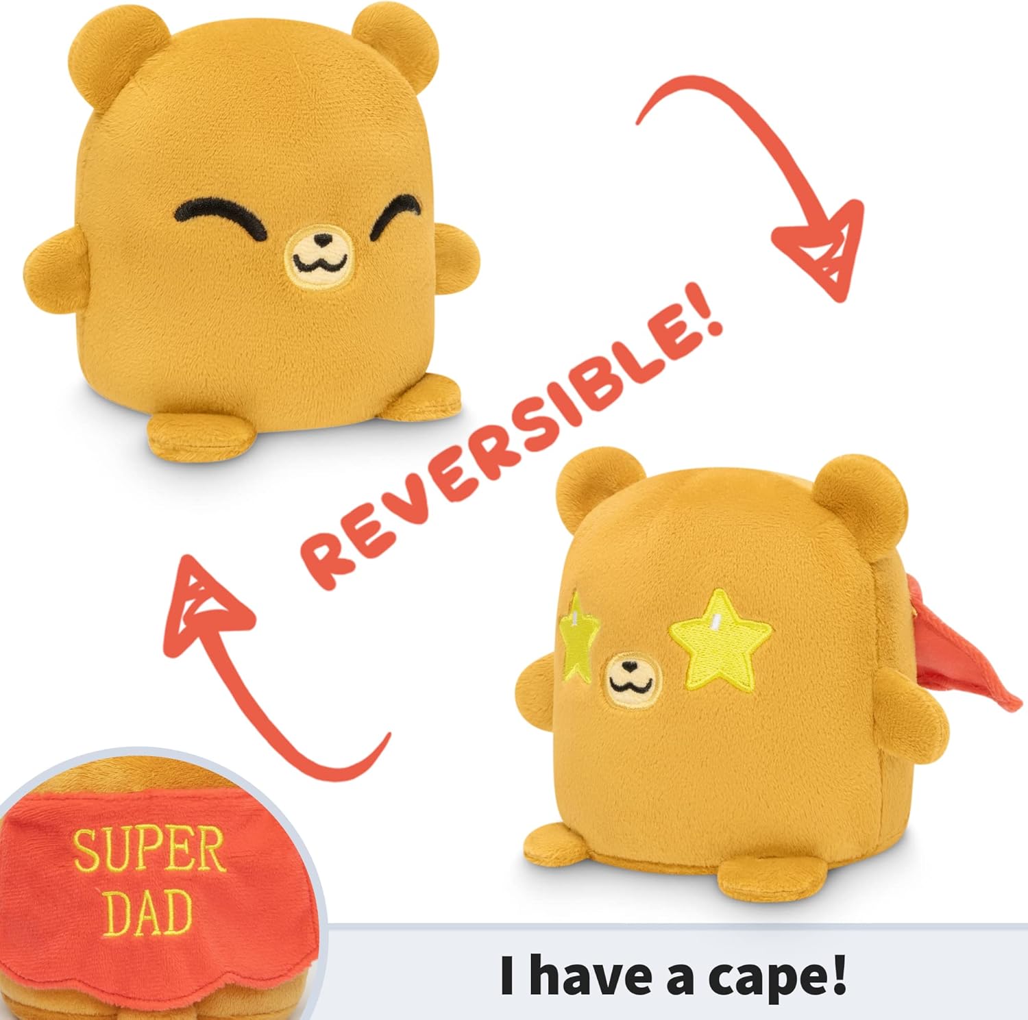 TeeTurtle - Plushmates - Father's Day - Super Dad Bear - Huggable and Soft Sensory Fidget Toy Stuffed Animals That Show Your Mood!